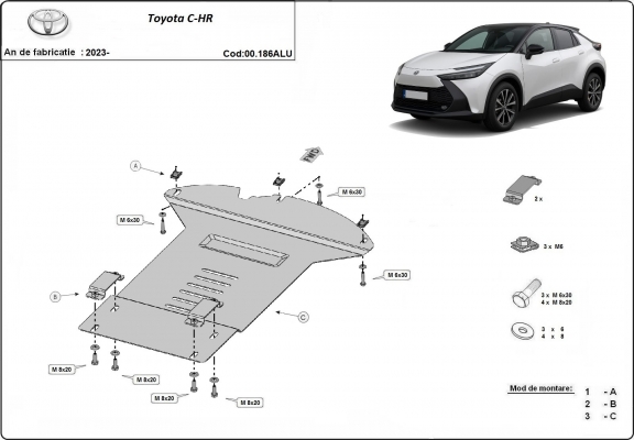 Hliníkový kryt / zámek katalyzátoru pro Toyota C-HR