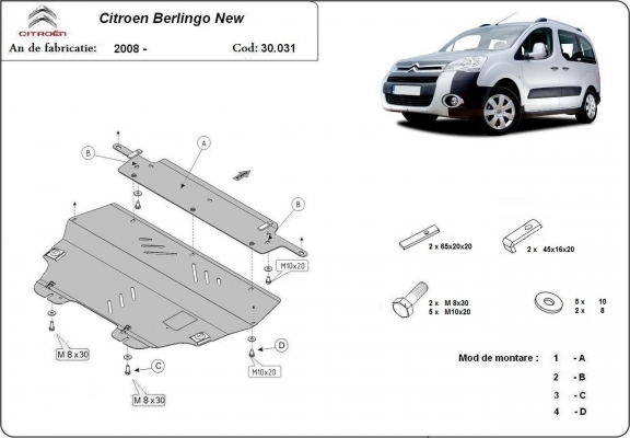 Kryt pod motor Citroen Berlingo