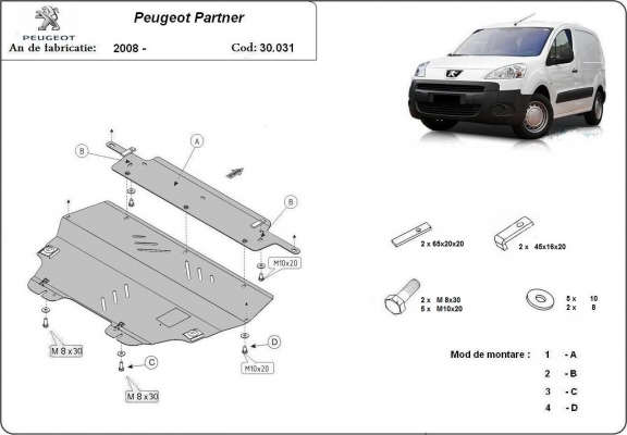 Kryt pod motor Peugeot Partner