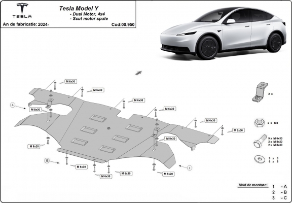 Přední zadní elektromotor Tesla Model Y AWD