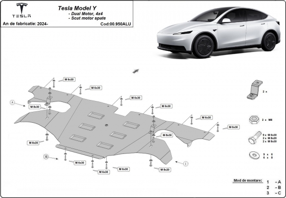 Zadní hliníkový kryt elektromotoru – Tesla Model Y