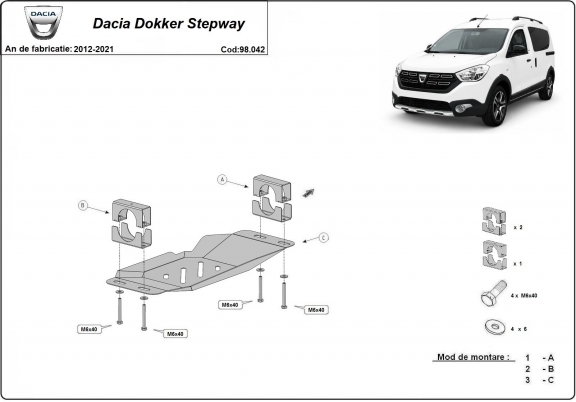 Kryt  pod pro systém Stop & Go, EGR Dacia Dokker Stepway