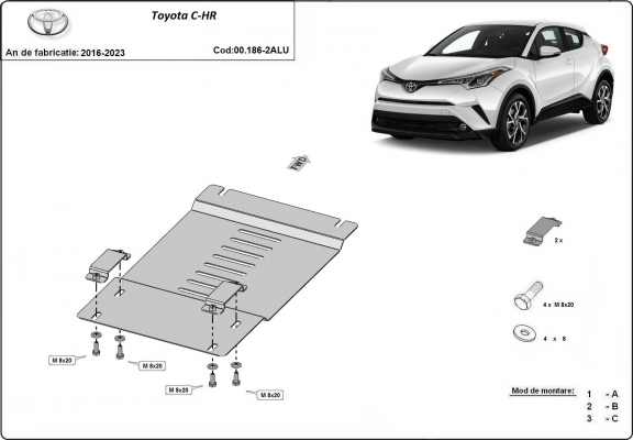 Hliníkový kryt / zámek katalyzátoru pro Toyota C-HR