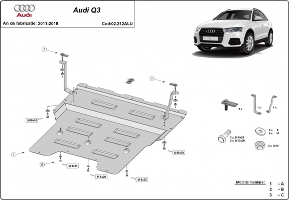 Hliníkový kryt pod motor Audi Q3