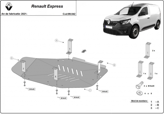 Kryt pod nádrž Renault Express