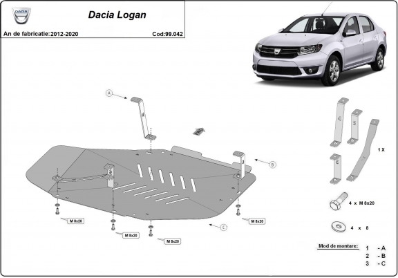 Kryt pod nádrž Dacia Logan