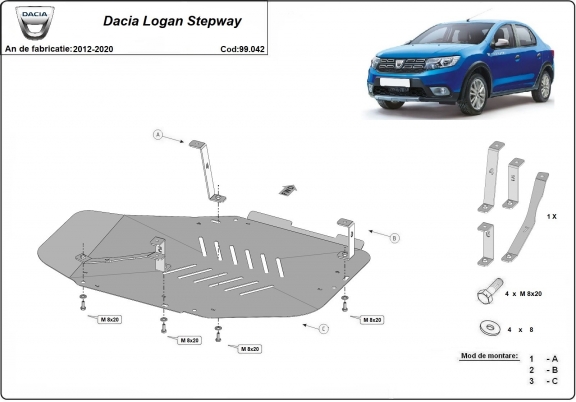 Kryt pod nádrž Dacia Logan Stepway