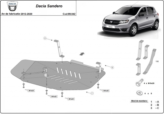 Kryt pod nádrž Dacia Sandero