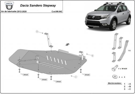 Kryt pod nádrž Dacia Sandero Stepway