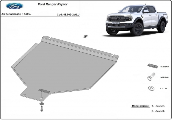Hliník kryt pod převodovka Ford Ranger Raptor