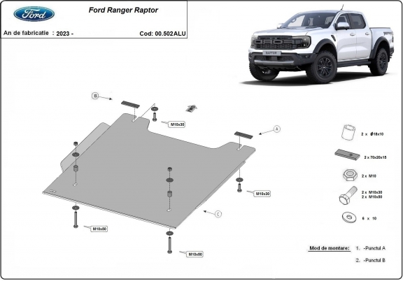 Kryt pod  případ převodu Ford Ranger Raptor -Hliník