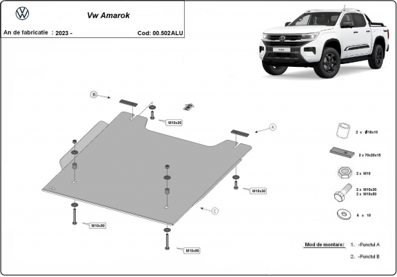 Kryt pod  případ převodu Volkswagen Amarok -Hliník