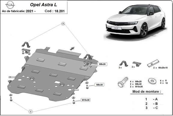 Kryt pod motor Opel Astra L