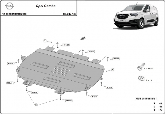 Kryt pod motor Opel Combo E 