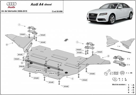 Kryt pod motor Audi A4 B8, diesel