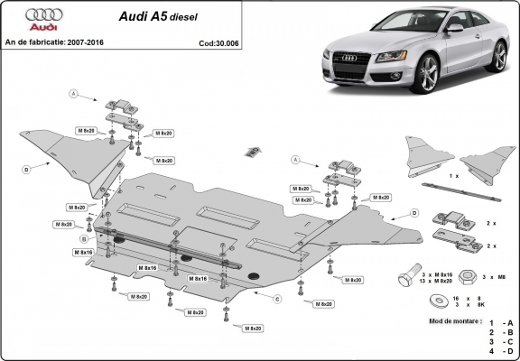 Kryt pod motor Audi A5, diesel