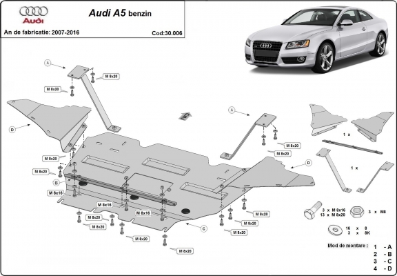 Kryt pod motor Audi A5, benzín
