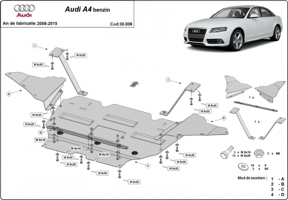 Kryt pod motor Audi A4 B8, benzín