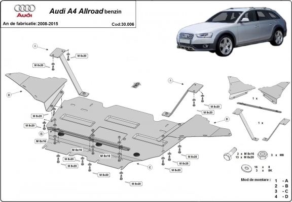 Kryt pod motor Audi A4 B8 All Road, benzín