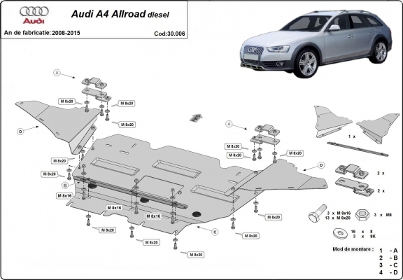 Kryt pod motor Audi A4 B8 All Road, diesel