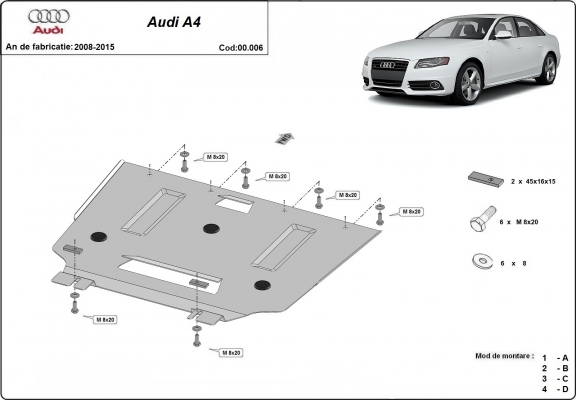 Kryt pod převodovka Audi A4 4 B8
