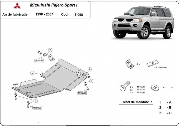 Kryt pod motor Mitsubishi Pajero Sport 1