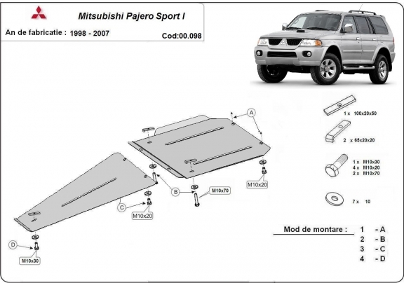 Kryt pod převodovka a diferenciál Mitsubishi Pajero Sport 1