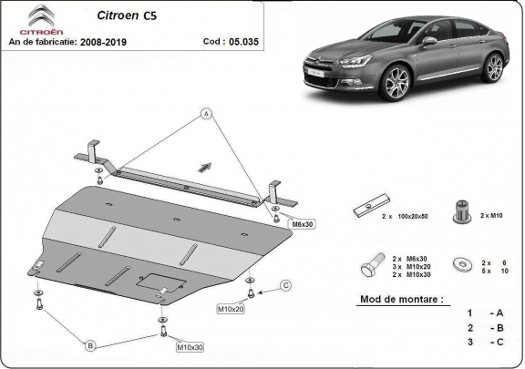 Kryt pod motor citroen C5