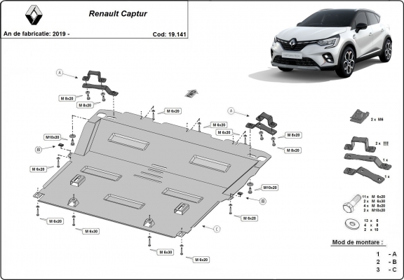 Kryt pod motor Renault Captur