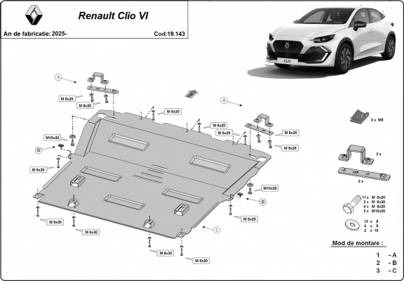 Kryt pod motor Renault Clio 6