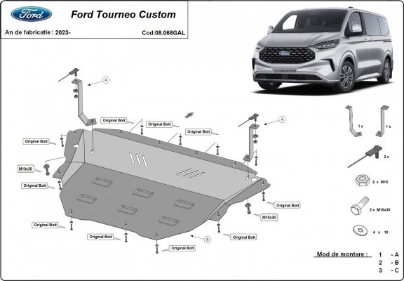 Galvanizovaná ocel ryt pod motor Ford Tourneo Custom