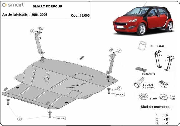 Kryt pod motor Smart ForFour benzín