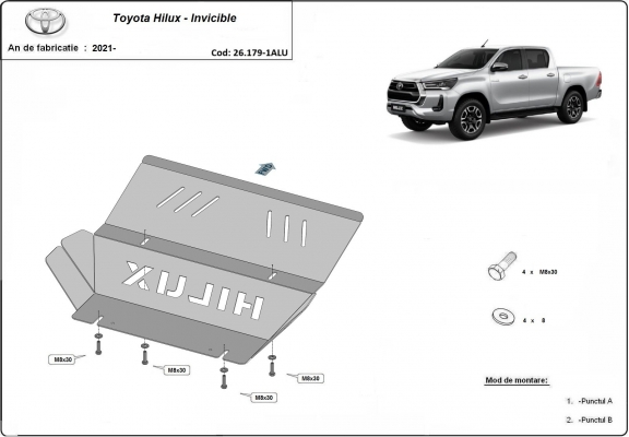 Kryt pod chladič hliník Toyota Hilux Invincible