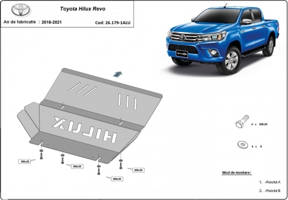Kryt pod chladič hliník Toyota Hilux Revo