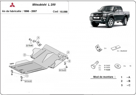Kryt pod motor Mitsubishi L200