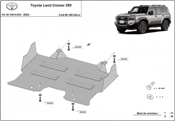 Kryt pod motor Toyota Land Cruiser - propagační balíček hliník