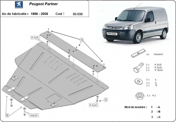 Kryt pod motor Peugeot Partner