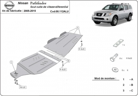 Hliník kryt pod převodovka Nissan Pathfinder