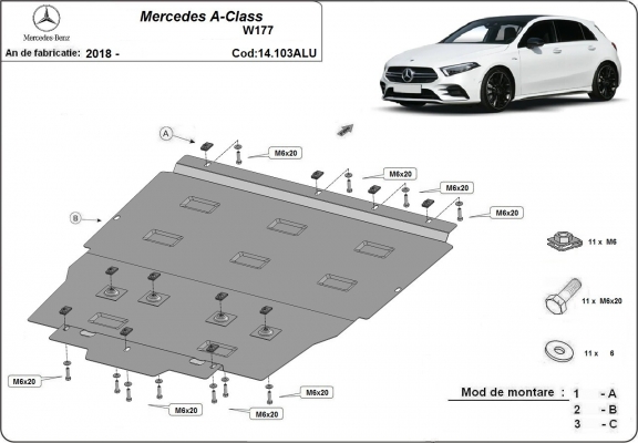 Hliníkový kryt pod motor Mercedes A-Classe