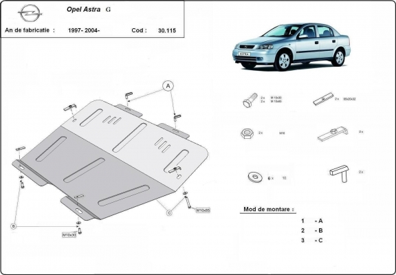 Kryt pod motor Opel Astra G