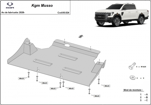 Kryt pod převodovka KGM Musso