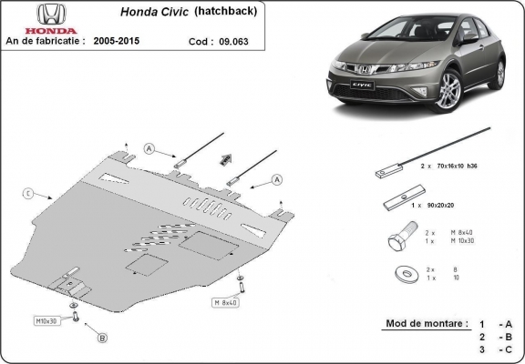 Kryt pod motor Honda Civic (hayon)