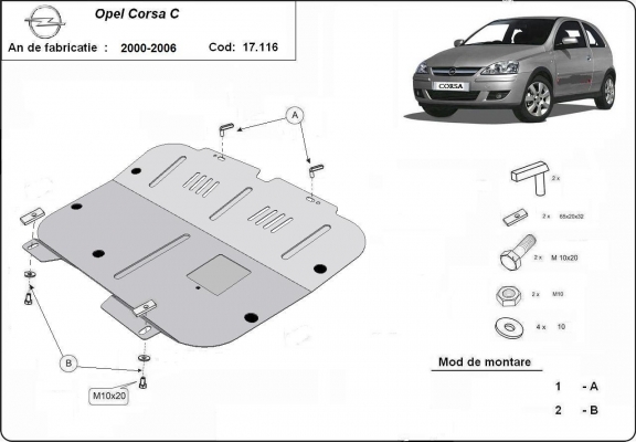Kryt pod motor Opel Corsa C