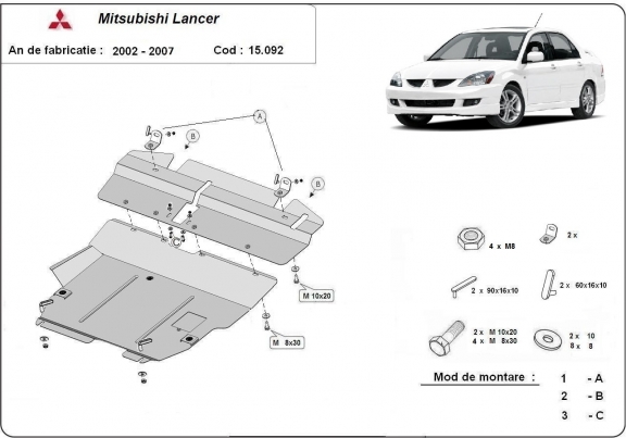 Kryt pod motor Mitsubishi Lancer