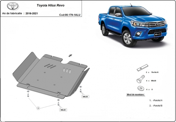 Hliník kryt pod převodovka Toyota Hilux Revo