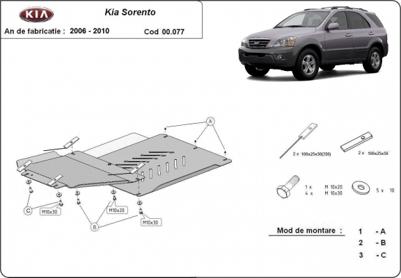 Kryt pod převodovka a diferenciál  Kia Sorento