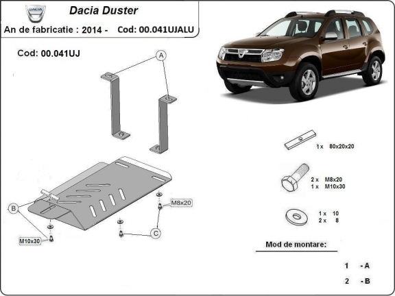 Hliníkový kryt pod diferenciál Dacia Duster 4x4