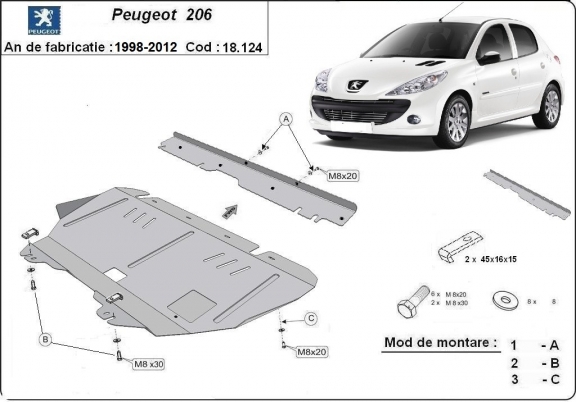 Kryt pod motor Peugeot 206