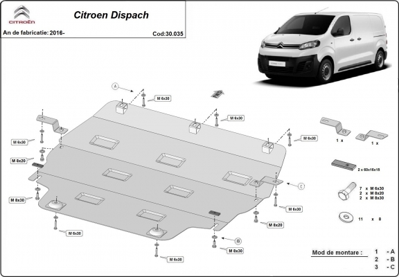 Kryt pod motor Citroen Dispatch