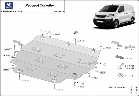 Kryt pod motor Peugeot Traveller